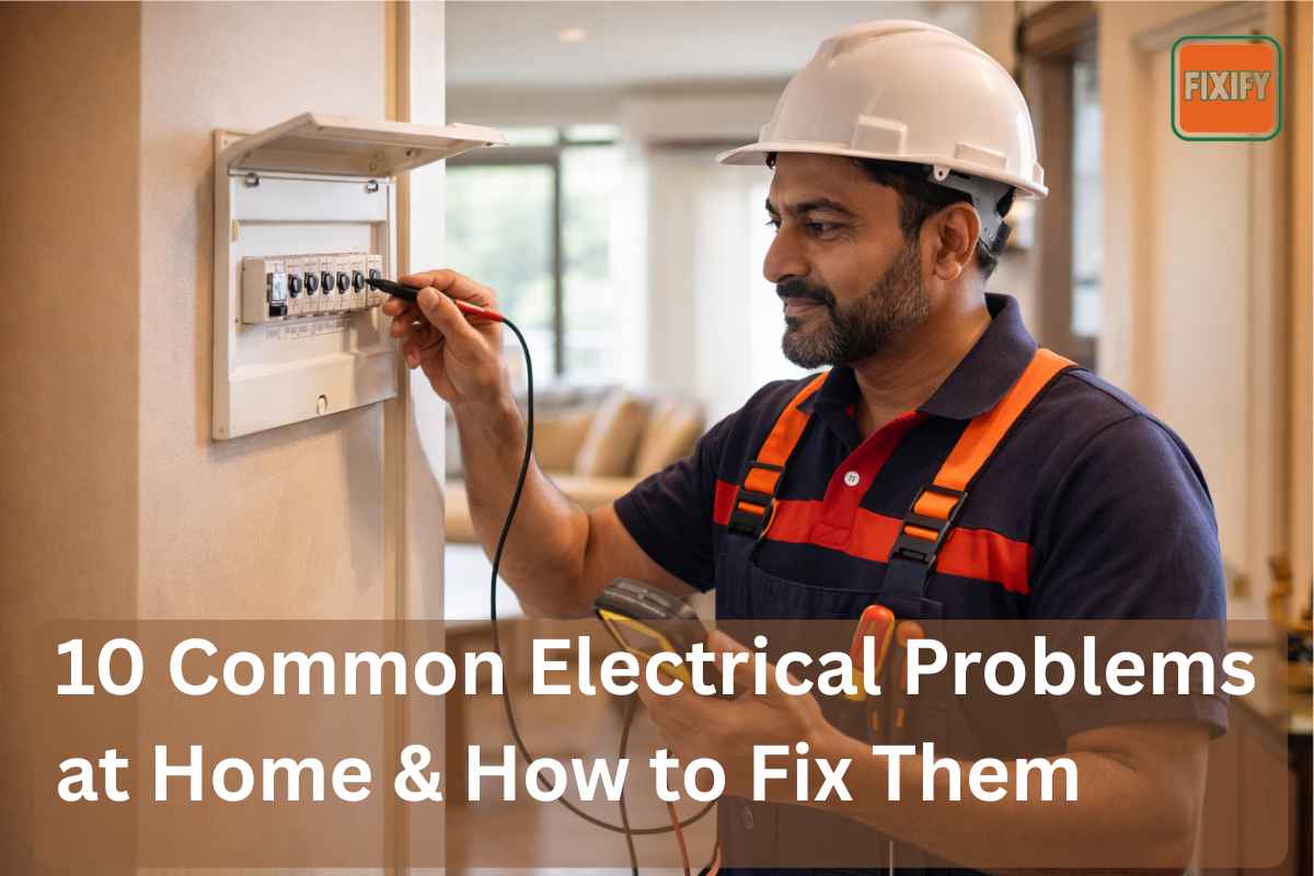 Electrician performing electrical repair service at home in South Delhi