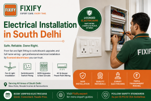 Electrical Installation in South Delhi by licensed electrician working on MCB switchboard and home wiring | Fixify Expert