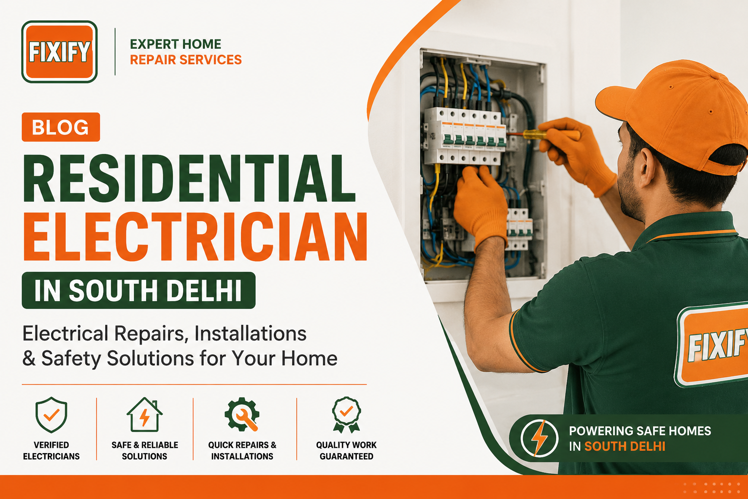 Fixify residential electrician in South Delhi providing home electrical repair and installation services.